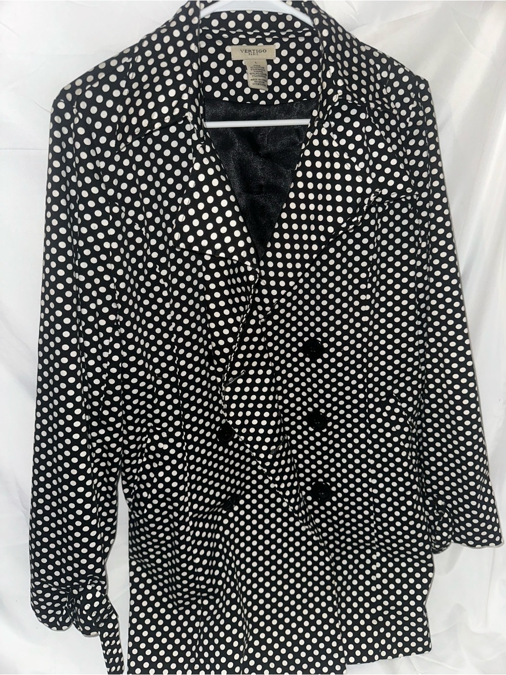 Vertigo Paris Polka Dot Double Breasted Trench Jacket Large